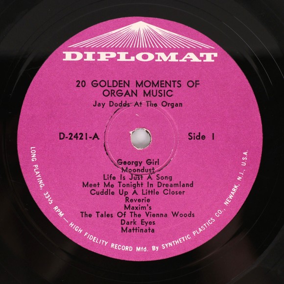 Jay Dodds 20 Golden Moments Of Organ Music 1977 Music 12" Vinyl LP Record DS 242 - Picture 3 of 8